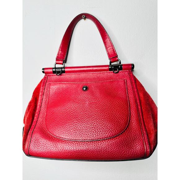 COACH Rustic Red Pebbled Leather Turnlock Closure Drifter Top Handle Hand Bag - Picture 7 of 11